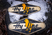 Load image into Gallery viewer, Hy-Line Chicks Fence Spinner Sign Vintage Double Sided Tin Farm Sign - Eagle&#39;s Eye Finds
