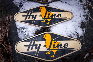 Hy-Line Chicks Fence Spinner Sign Vintage Double Sided Tin Farm Sign - Eagle's Eye Finds