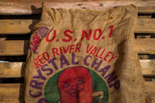 Load image into Gallery viewer, Crystal Champ Potato Sack Vintage Burlap Bag - Eagle&#39;s Eye Finds
