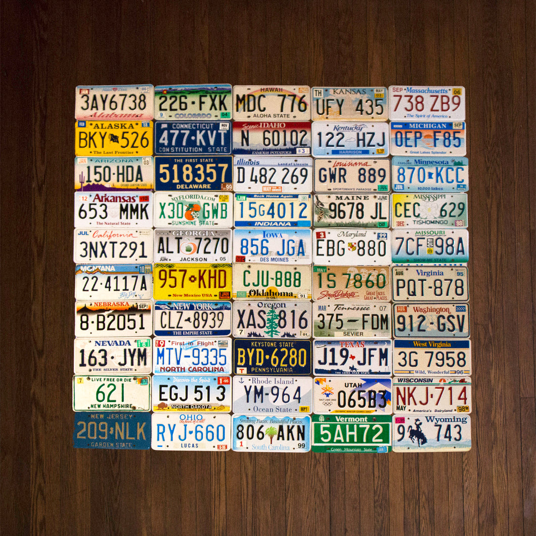 Fifty (50) State License Plate Run Unique Vintage Wall Decor - Eagle's Eye Finds