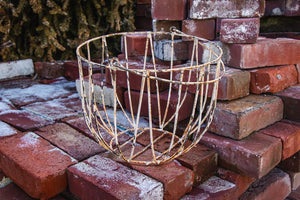 Large Wire Egg Basket Rounded Primitive Vintage Basket - Eagle's Eye Finds