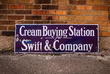 Load image into Gallery viewer, Swift &amp; Co. Cream Buying Station Porcelain Sign Vintage Wall Decor - Eagle&#39;s Eye Finds
