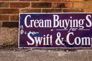 Swift & Co. Cream Buying Station Porcelain Sign Vintage Wall Decor - Eagle's Eye Finds