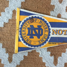 Load image into Gallery viewer, University of Notre Dame Felt Pennant Vintage Collegiate Wall Decor - Eagle&#39;s Eye Finds
