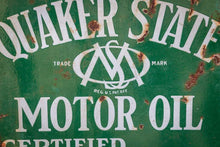Load image into Gallery viewer, Quaker State Tombstone Porcelain Sign Vintage Gas and Oil Advertising Signage - Eagle&#39;s Eye Finds
