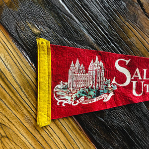 Salt Lake City Utah Red Felt Pennant Vintage Wall Decor - Eagle's Eye Finds