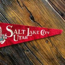 Load image into Gallery viewer, Salt Lake City Utah Red Felt Pennant Vintage Wall Decor - Eagle&#39;s Eye Finds

