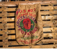 Load image into Gallery viewer, Crystal Champ Potato Sack Vintage Burlap Bag - Eagle&#39;s Eye Finds
