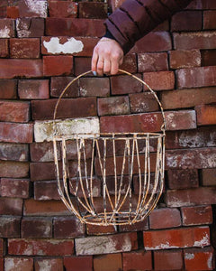 Large Wire Egg Basket Rounded Primitive Vintage Basket - Eagle's Eye Finds