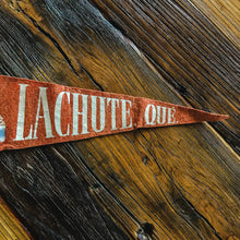 Load image into Gallery viewer, Lachute Quebec Canada Vintage Red Felt Pennant - Eagle&#39;s Eye Finds
