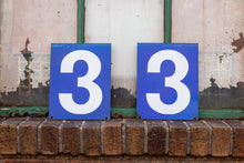 Load image into Gallery viewer, Blue and White Porcelain Number Signs Vintage Wall Hanging - Eagle&#39;s Eye Finds
