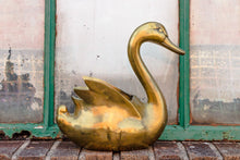 Load image into Gallery viewer, Brass Swan Planter Vintage Bohemian Bird Decor - Eagle&#39;s Eye Finds
