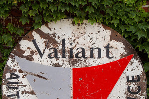 Plymouth Valiant Authorized Service Double Sided Porcelain Sign Vintage Auto, Gas, and Oil Signage - Eagle's Eye Finds