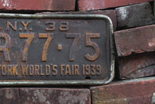 Load image into Gallery viewer, New York 1938 World&#39;s Fair Vintage License Plate with Bracket - Eagle&#39;s Eye Finds
