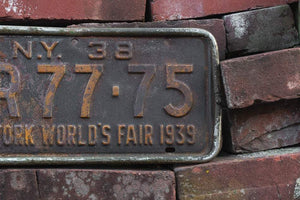 New York 1938 World's Fair Vintage License Plate with Bracket - Eagle's Eye Finds