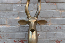 Load image into Gallery viewer, Brass Impala Head Bust Vintage Large Brass Antelope Animal Decor - Eagle&#39;s Eye Finds
