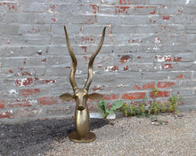 Load image into Gallery viewer, Brass Impala Head Bust Vintage Large Brass Antelope Animal Decor - Eagle&#39;s Eye Finds
