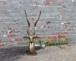 Brass Impala Head Bust Vintage Large Brass Antelope Animal Decor - Eagle's Eye Finds