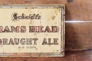 Scheidt's Rams Head Ale Beer Sign Vintage Advertising Decor - Eagle's Eye Finds