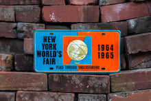 Load image into Gallery viewer, New York 1964 1965 World&#39;s Fair License Plate Vintage New York City Souvenir Booster Plate - Eagle&#39;s Eye Finds
