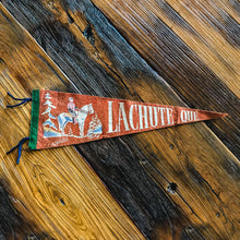 Load image into Gallery viewer, Lachute Quebec Canada Vintage Red Felt Pennant - Eagle&#39;s Eye Finds
