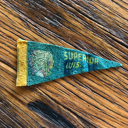 Superior Wisconsin American Indian Mini Felt Pennant Vintage Wall Decor - Eagle's Eye Finds