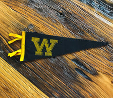 Load image into Gallery viewer, Letter W Black and Yellow Felt Pennant Vintage Wall Decor - Eagle&#39;s Eye Finds
