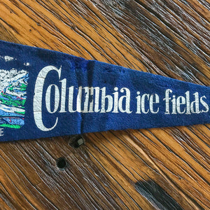 Columbia Ice Fields Canada Navy Blue Felt Pennant Vintage Wall Decor - Eagle's Eye Finds