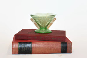Green Rose Cameo Depression Glass Footed Sherbet - Eagle's Eye Finds