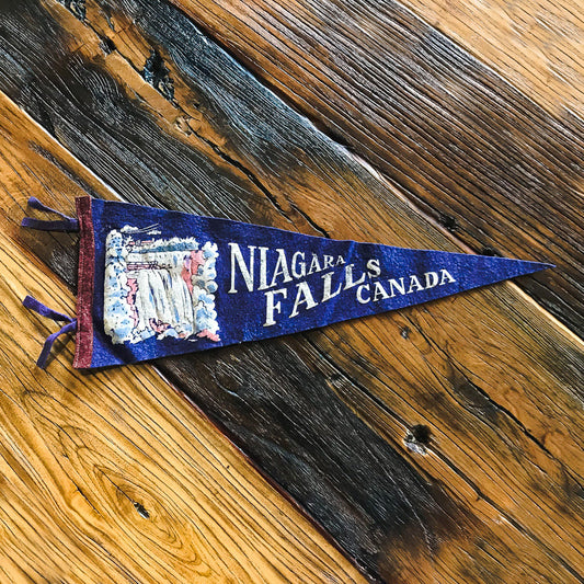Niagara Falls Canada Blue Felt Pennant Vintage Travel Souvenir - Eagle's Eye Finds