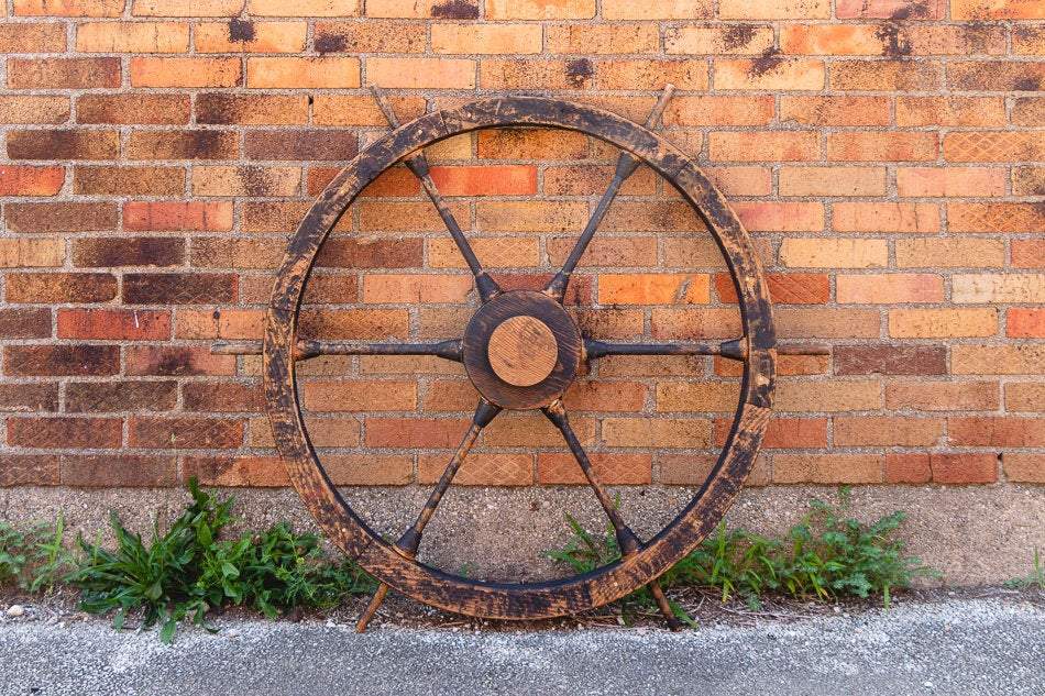 40 Inch Wood Ship's Steering Wheel Amazing Vintage Coastal Decor - Eagle's Eye Finds