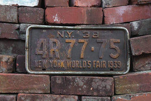New York 1938 World's Fair Vintage License Plate with Bracket - Eagle's Eye Finds
