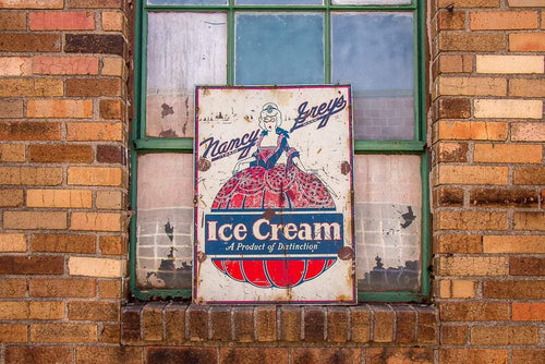 Nancy Grey's Ice Cream Sign Vintage Tin Advertising Sign Featuring Victorian Woman - Eagle's Eye Finds