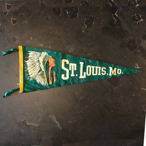 St. Louis Missouri American Indian Green Felt Pennant Vintage Wall Decor - Eagle's Eye Finds