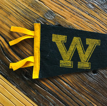 Load image into Gallery viewer, Letter W Black and Yellow Felt Pennant Vintage Wall Decor - Eagle&#39;s Eye Finds
