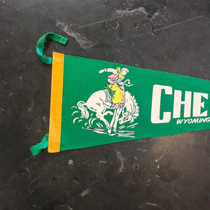 Cheyenne Wyoming Green Felt Pennant Vintage Wall Decor - Eagle's Eye Finds