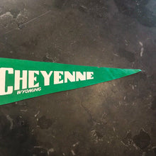 Load image into Gallery viewer, Cheyenne Wyoming Green Felt Pennant Vintage Wall Decor - Eagle&#39;s Eye Finds
