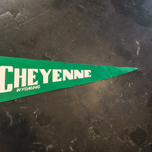 Cheyenne Wyoming Green Felt Pennant Vintage Wall Decor - Eagle's Eye Finds