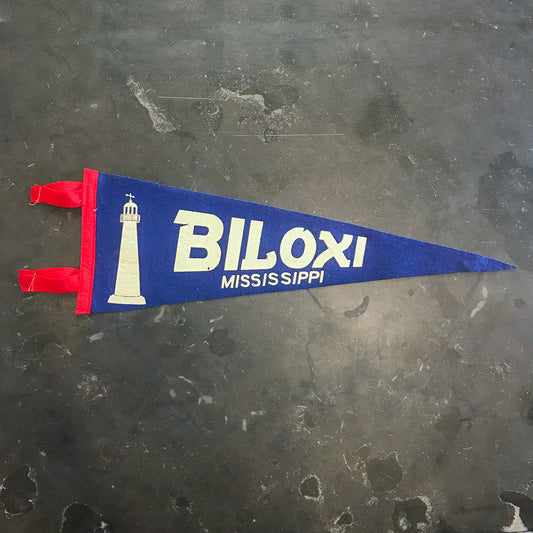 Biloxi Mississippi Blue Felt Pennant Vintage Wall Decor - Eagle's Eye Finds