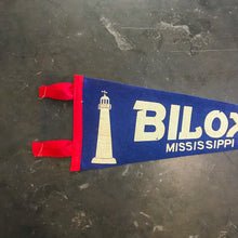 Load image into Gallery viewer, Biloxi Mississippi Blue Felt Pennant Vintage Wall Decor - Eagle&#39;s Eye Finds
