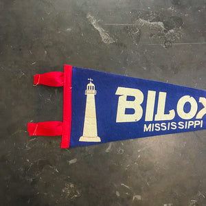 Biloxi Mississippi Blue Felt Pennant Vintage Wall Decor - Eagle's Eye Finds