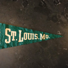 Load image into Gallery viewer, St. Louis Missouri American Indian Green Felt Pennant Vintage Wall Decor - Eagle&#39;s Eye Finds

