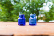 Load image into Gallery viewer, Little Cobalt Blue Bottles Vintage Small Bromo Seltzer Bottles - Eagle&#39;s Eye Finds
