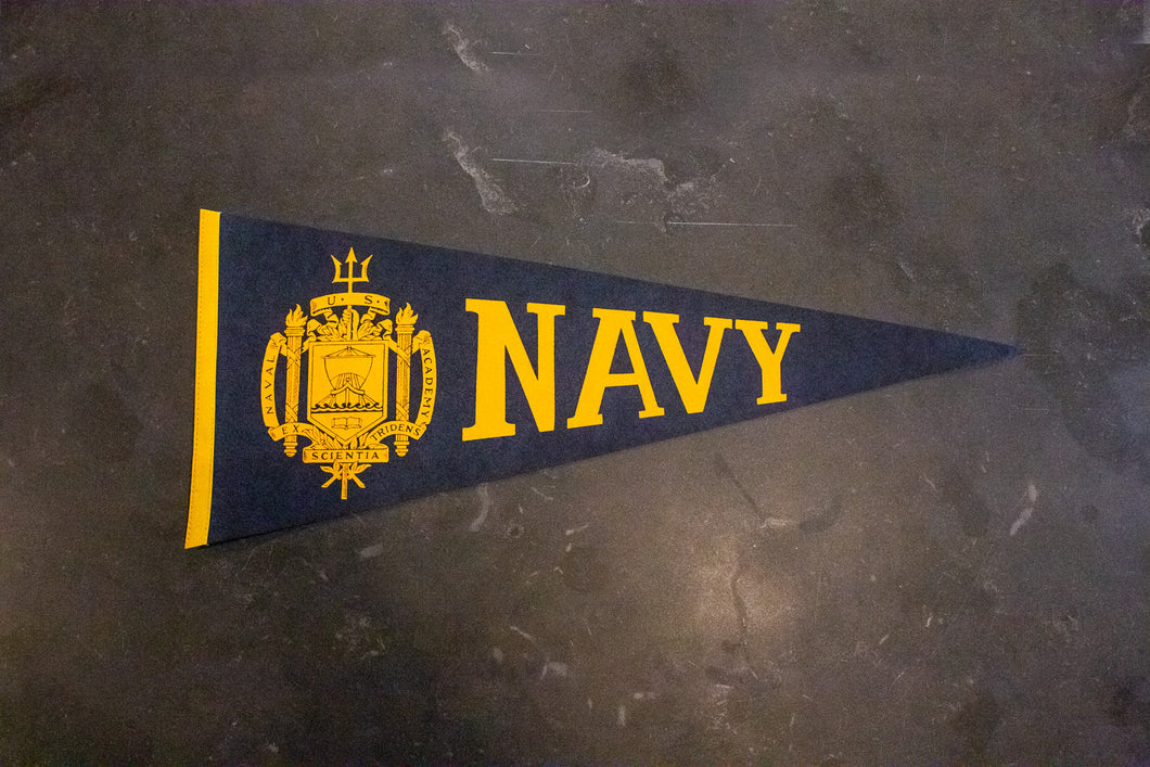 Navy Naval Academy Vintage Blue Felt Pennant Military Wall Hanging Decor - Eagle's Eye Finds