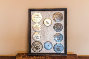 Framed Vintage Tin Lids Vintage Advertising Wall Hanging Decor - Eagle's Eye Finds