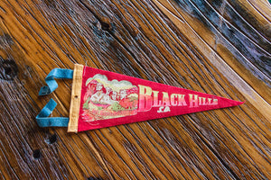 Black Hills South Dakota Red Felt Pennant Vintage Wall Hanging Decor - Eagle's Eye Finds