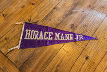 Load image into Gallery viewer, Horace Mann Jr Purple Pennant Vintage Wall Decor - Eagle&#39;s Eye Finds
