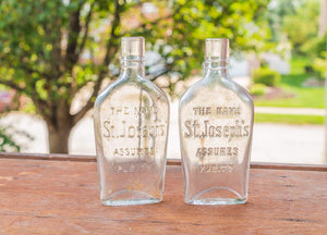 St. Joseph's Medicine Flask Bottle Vintage Embossed Glass - Eagle's Eye Finds