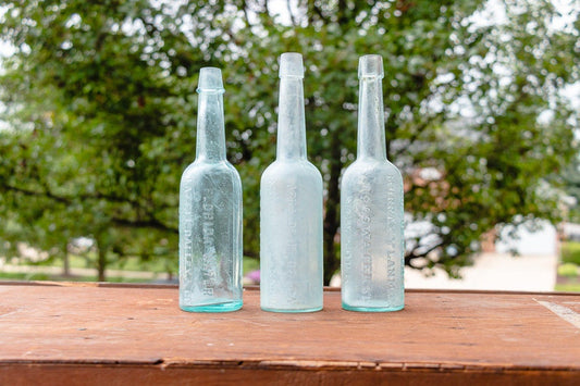 Florida Water Perfume Bottles Vintage Aqua Glass Decor - Eagle's Eye Finds
