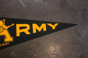 West Point Army Mule Mascot Vintage Black Felt Sports Pennant - Eagle's Eye Finds